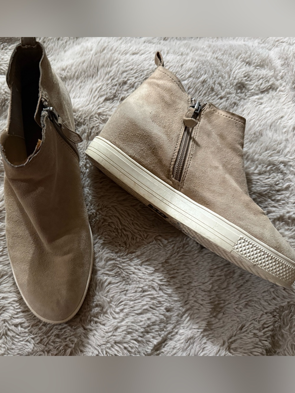 Caslon Tan Suede Side-Zip Wedge Sneaker Booties